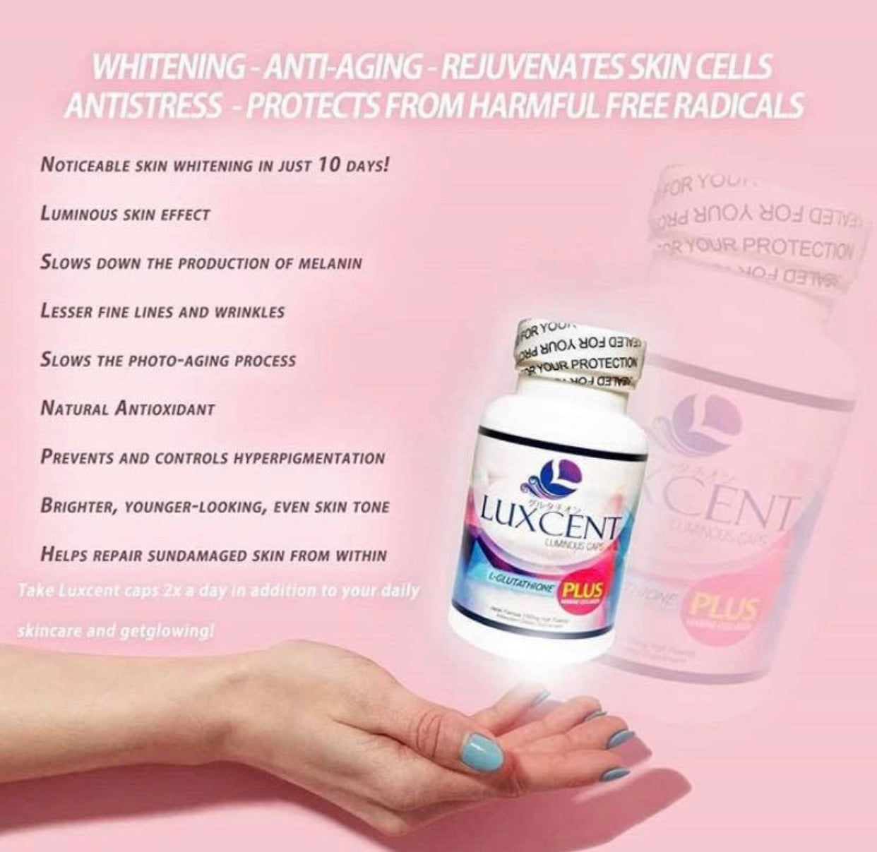 Luxcent Luminous Caps L-Glutathione Plus Marine Collagen (New Packaging) - La Belleza AU Skin & Wellness