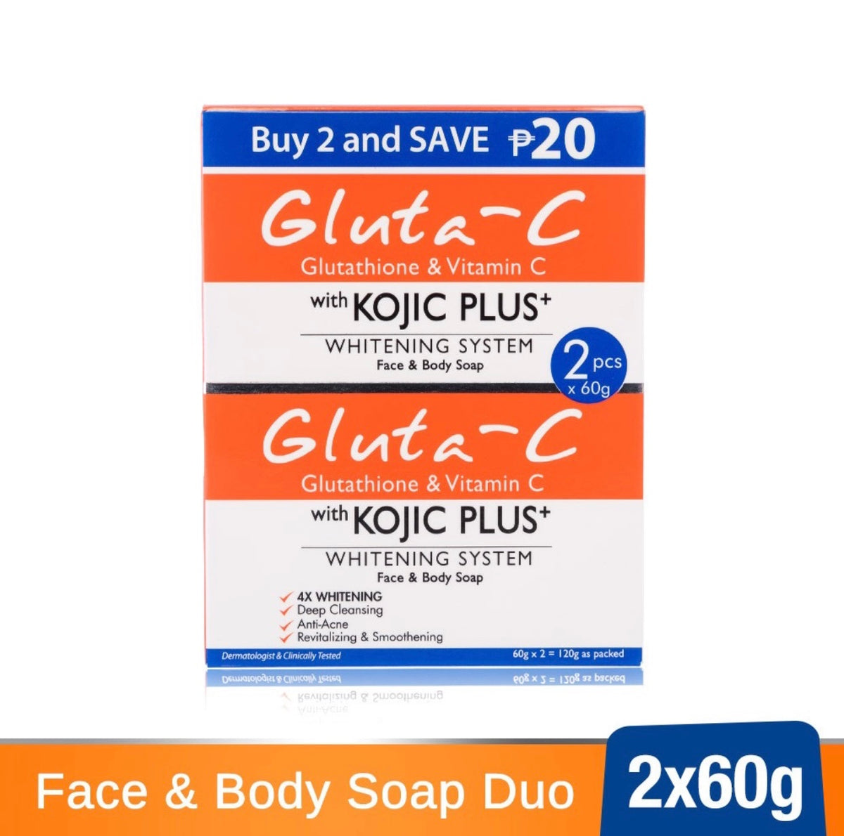 Gluta-C with KOJIC PLUS+ Whitening System Face & Body Soap (60g x2) - La Belleza AU Skin & Wellness