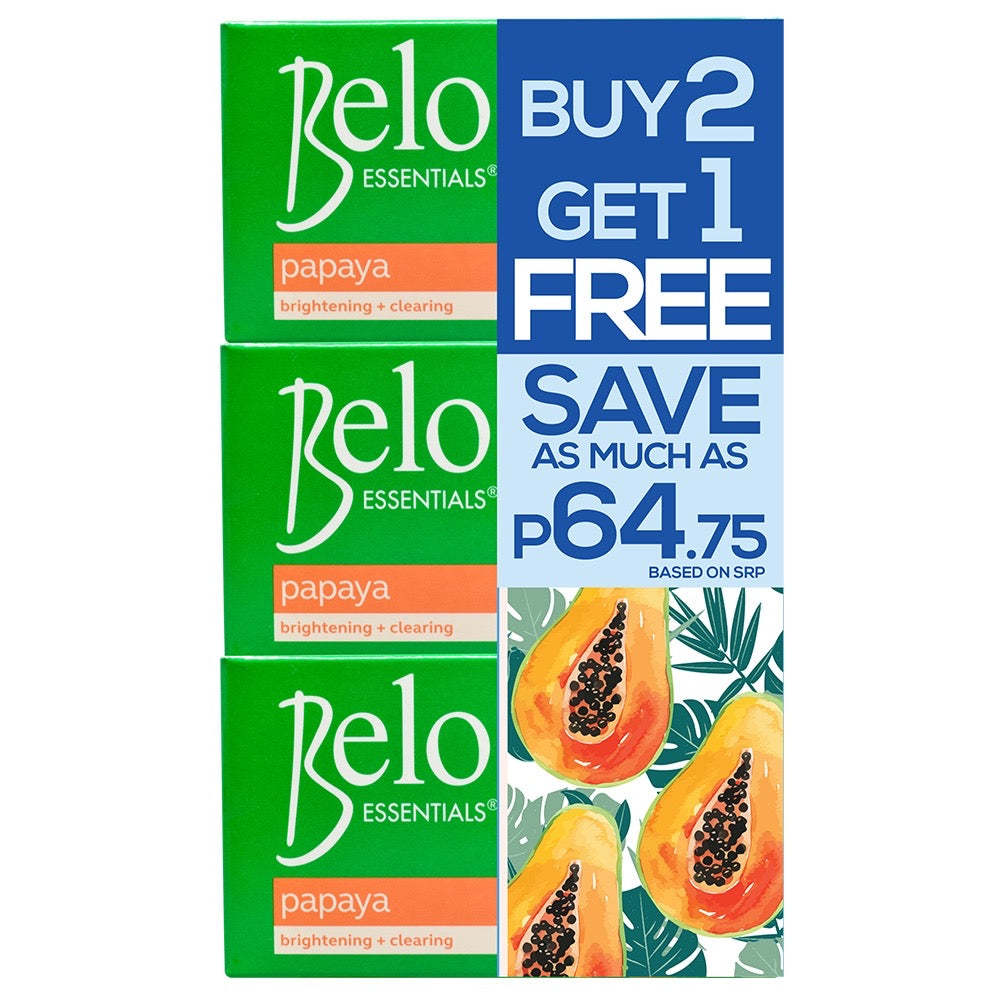 BUY 2 GET 1 FREE Belo Essentials Papaya Soap (135g x 3bars) - La Belleza AU Skin & Wellness