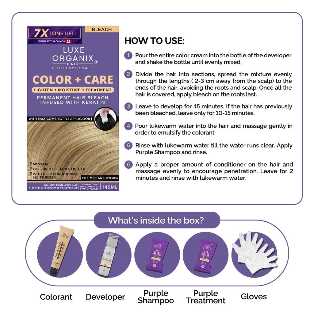 LUXE ORGANIX Keratin Hair Color + Care Bleach 140ml - La Belleza AU Skin & Wellness