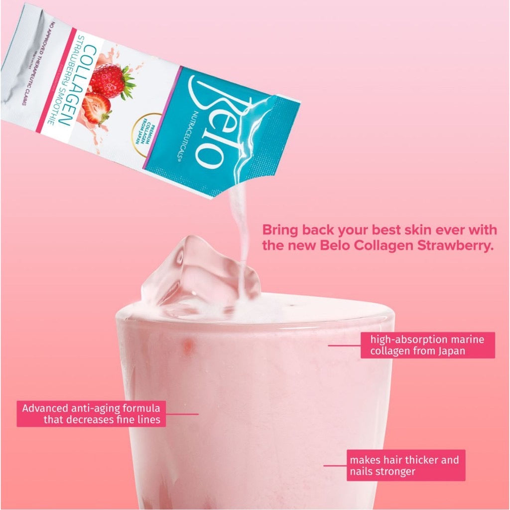 Belo Nutraceuticals Collagen Strawberry Smoothie (10 sachets) - La Belleza AU Skin & Wellness