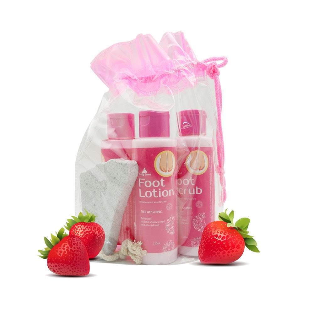 Pretty Secret Strawberry and Vanilla Foot Pack with Pumice 4 x 120ml - La Belleza AU Skin & Wellness