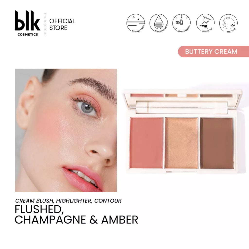BLK Cosmetics Cream Blush, Highlighter and Contour Palette - La Belleza AU Skin & Wellness