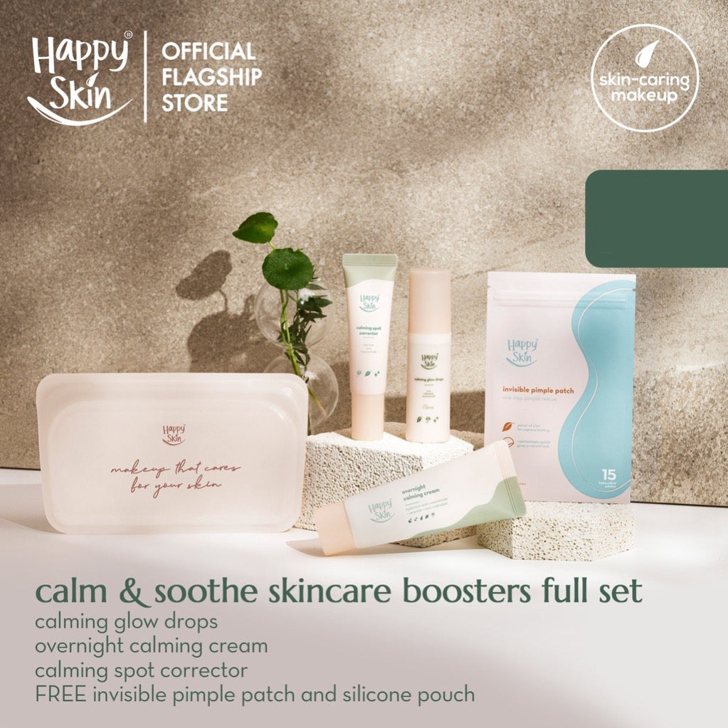 Happy Skin Calm & Soothe Skincare Boosters Full Set (Spot Corrector + Glow Drops + Overnight Cream) - La Belleza AU Skin & Wellness