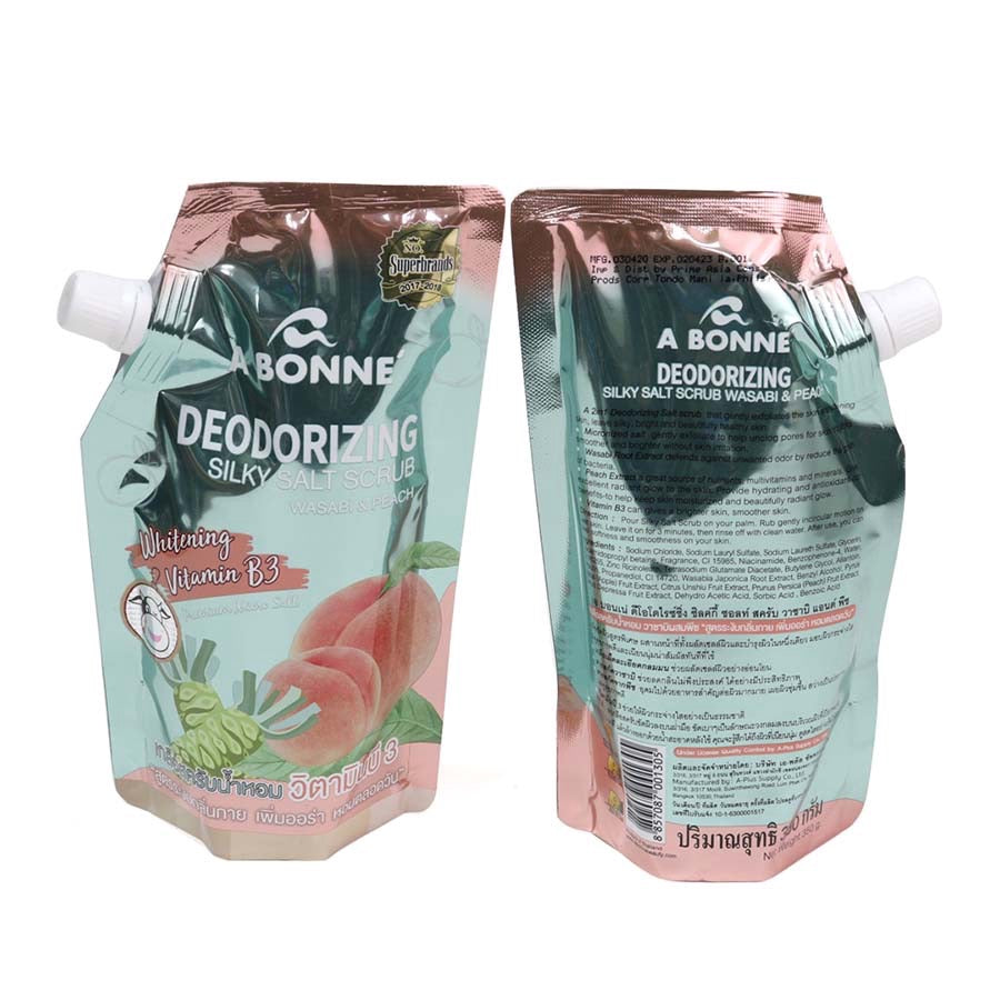 Deodorizing Silky Salt Scrub 350G - Wasabi & Peach - La Belleza AU Skin & Wellness