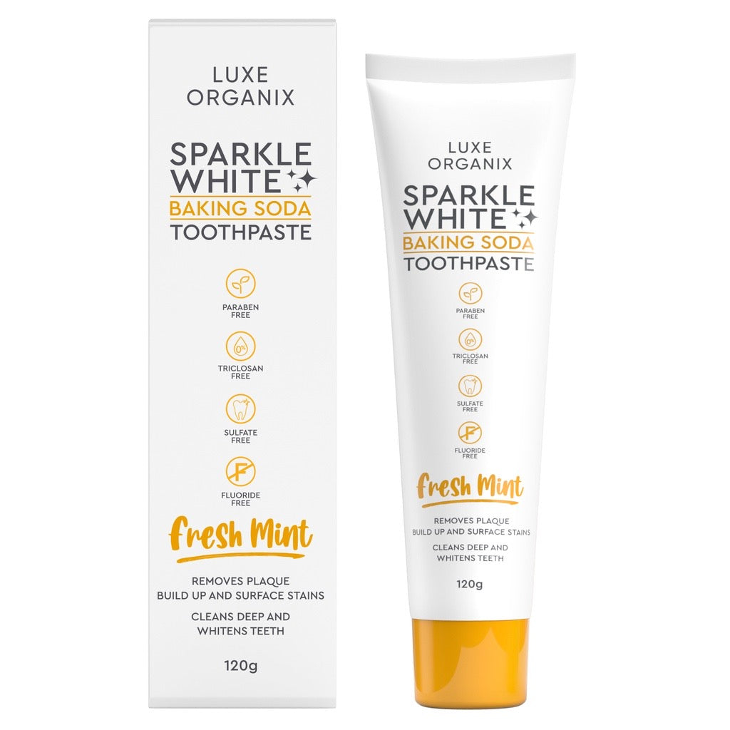 LUXE ORGANIX Sparkle White Baking Soda Toothpaste 120g - La Belleza AU Skin & Wellness