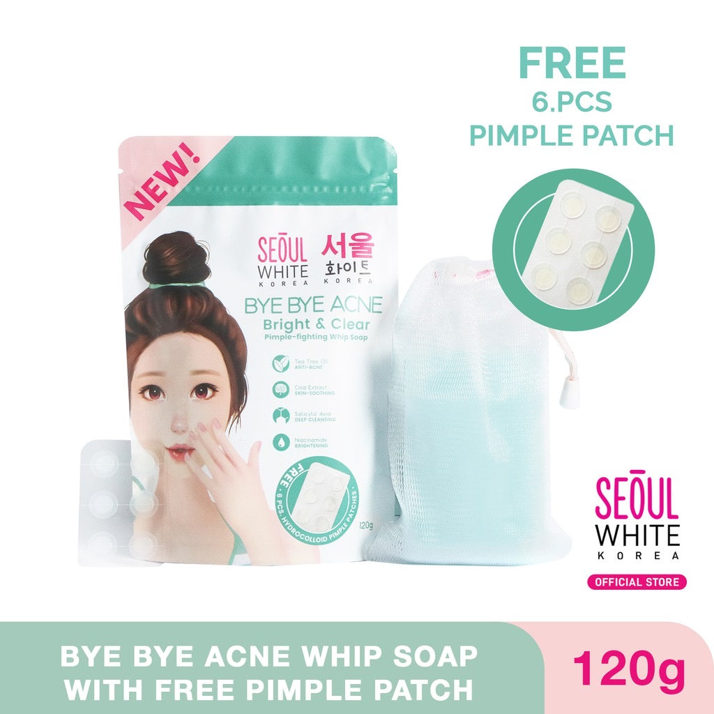 Seoul White Korea BYE BYE ACNE Pimple-fighting whip soap FREE 6-pc Pimple Patch - La Belleza AU Skin & Wellness