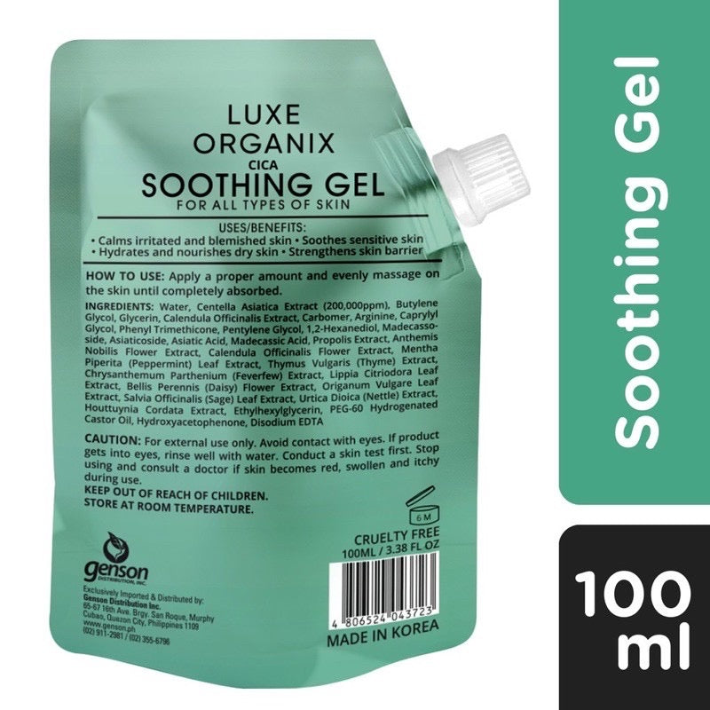 Luxe Organix Cica Soothing Gel Sachet 100ml - La Belleza AU Skin & Wellness