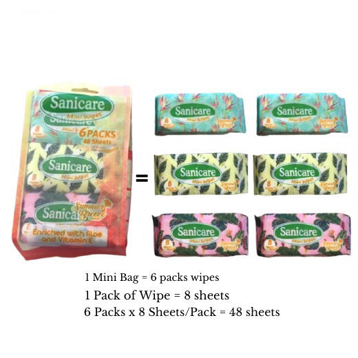 SANICARE Mini Wipes Summer Breeze Scent 6-Packs - La Belleza AU Skin & Wellness