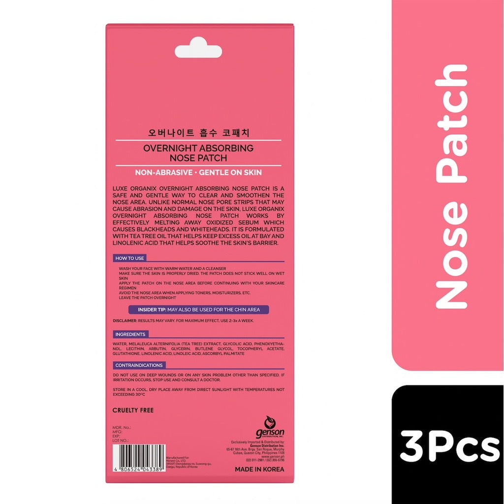 Luxe Organix Hydrocolloid Overnight Nose Patch 3s - La Belleza AU Skin & Wellness