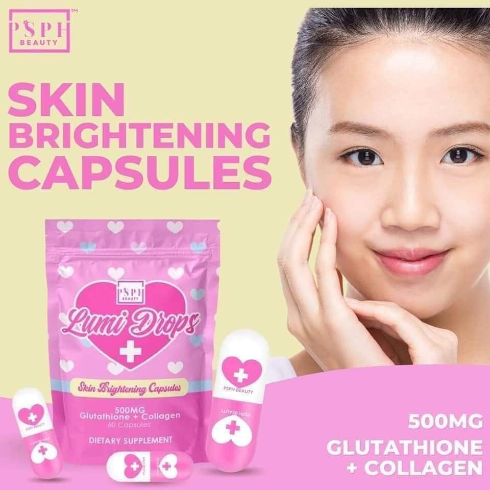 PSPH Lumi Drops + Skin Brightening 500mg Glutahione + Collagen (60 caps) - La Belleza AU Skin & Wellness