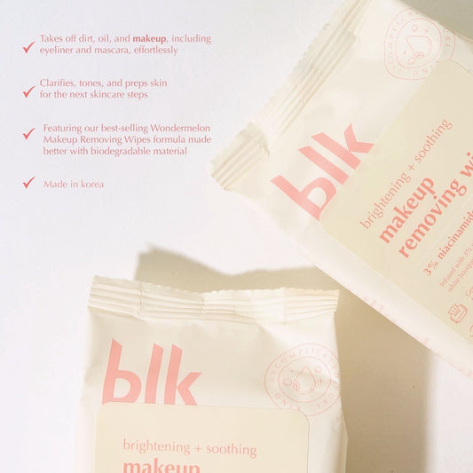 blk skin Brightening & Soothing Makeup Removing Wipes +Niacinamide - La Belleza AU Skin & Wellness