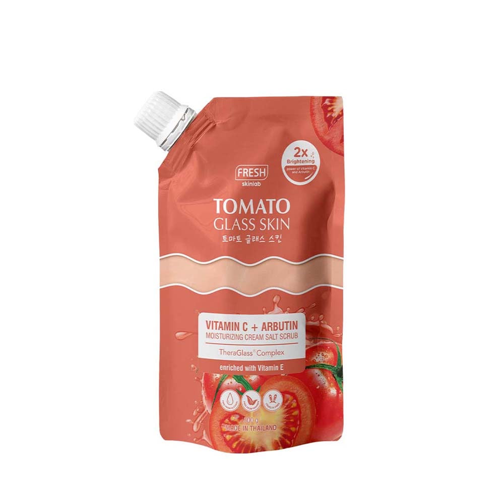 Fresh Skinlab Tomato Glass Skin Vitamin C + Arbutin Moisturizing Cream Salt Scrub 300g - La Belleza AU Skin & Wellness